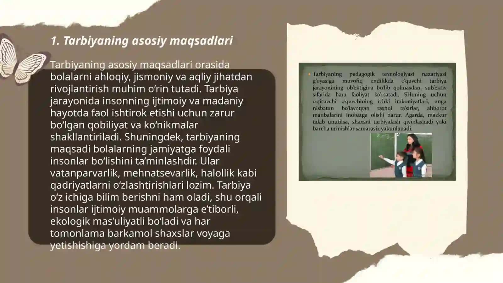 Tarbiyaning maqsad va vazifalari nimalardan iborat 3