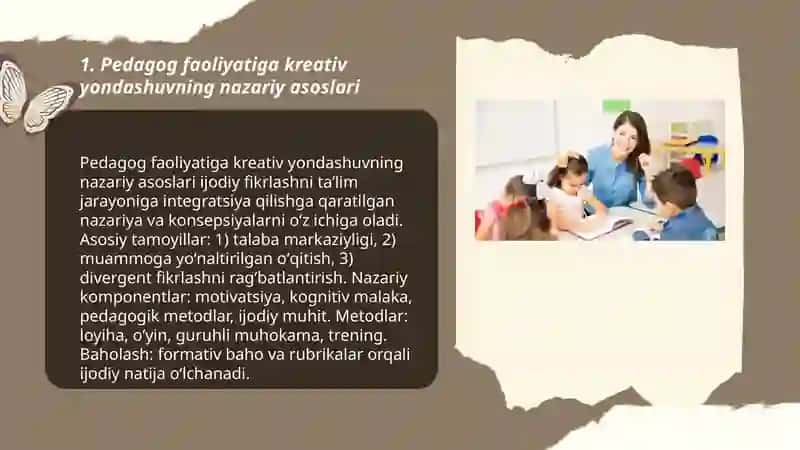 Pedagog faoliyatiga kreativ yondashuv 3