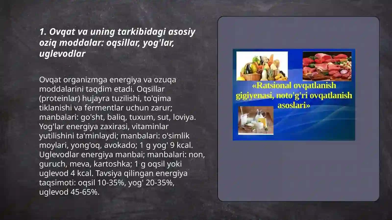 Ovqat va uning tarkibi 3