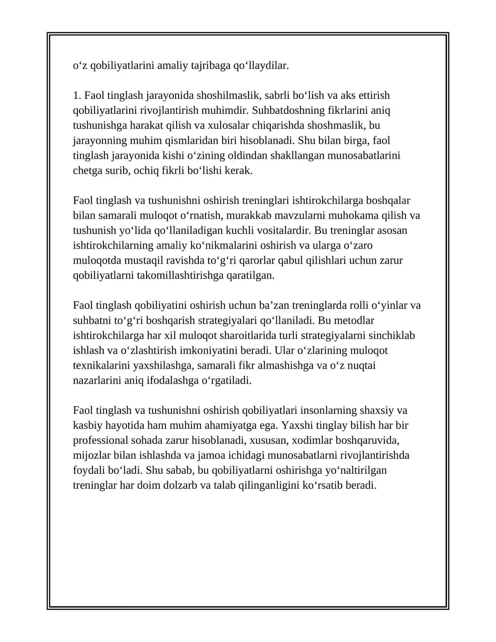 MULOQOT QOBILIYATINI RIVOJLANTIRUVCHI TRENINGLAR 3