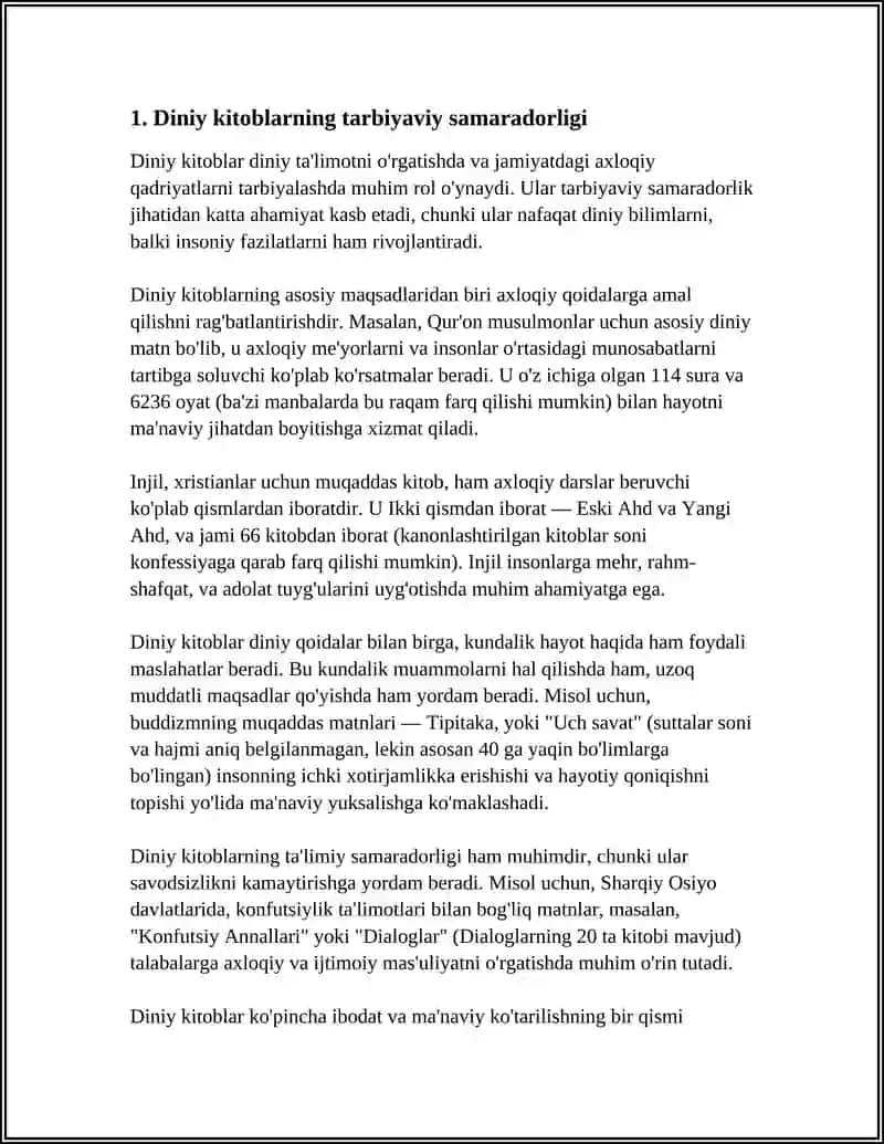 DINIY KITOBLARNING TARBIYAVIY AHAMIYATI. QUR'ONI KARIM AXLOQIY-FALSAFIY TA'LIMOTLAR MANBAYI 3