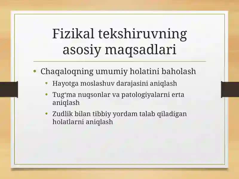 Yangi tug'ilgan chaqaloqlarda fizikal tekshiruv 3