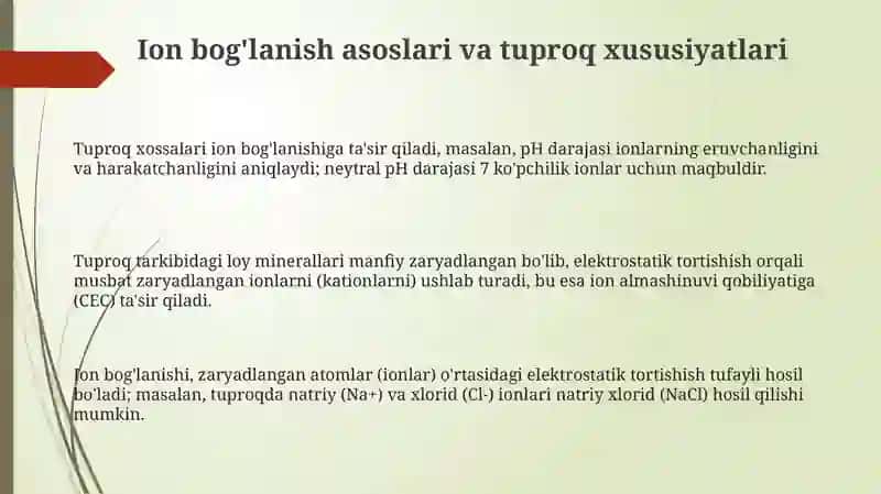 Ion Bog'lanishi va Tuproq Suvining Ifloslanishi Asoslari 3