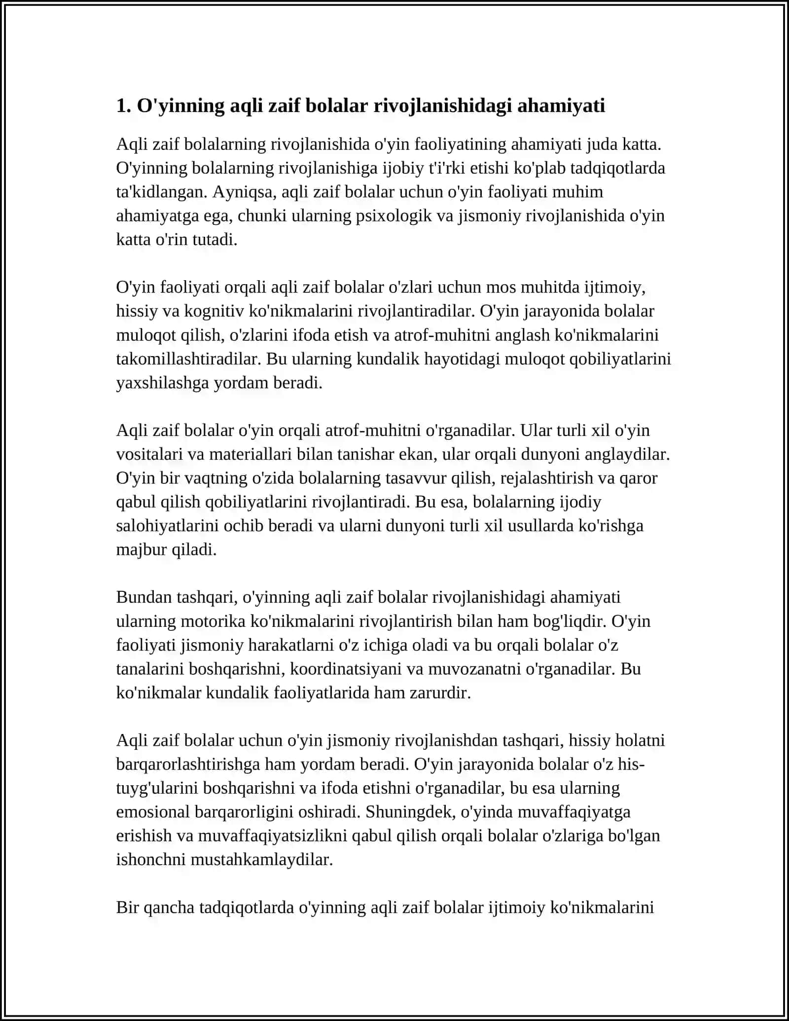Aqli zaif bolalarning o'yin faoliyati xususiyatlari 3