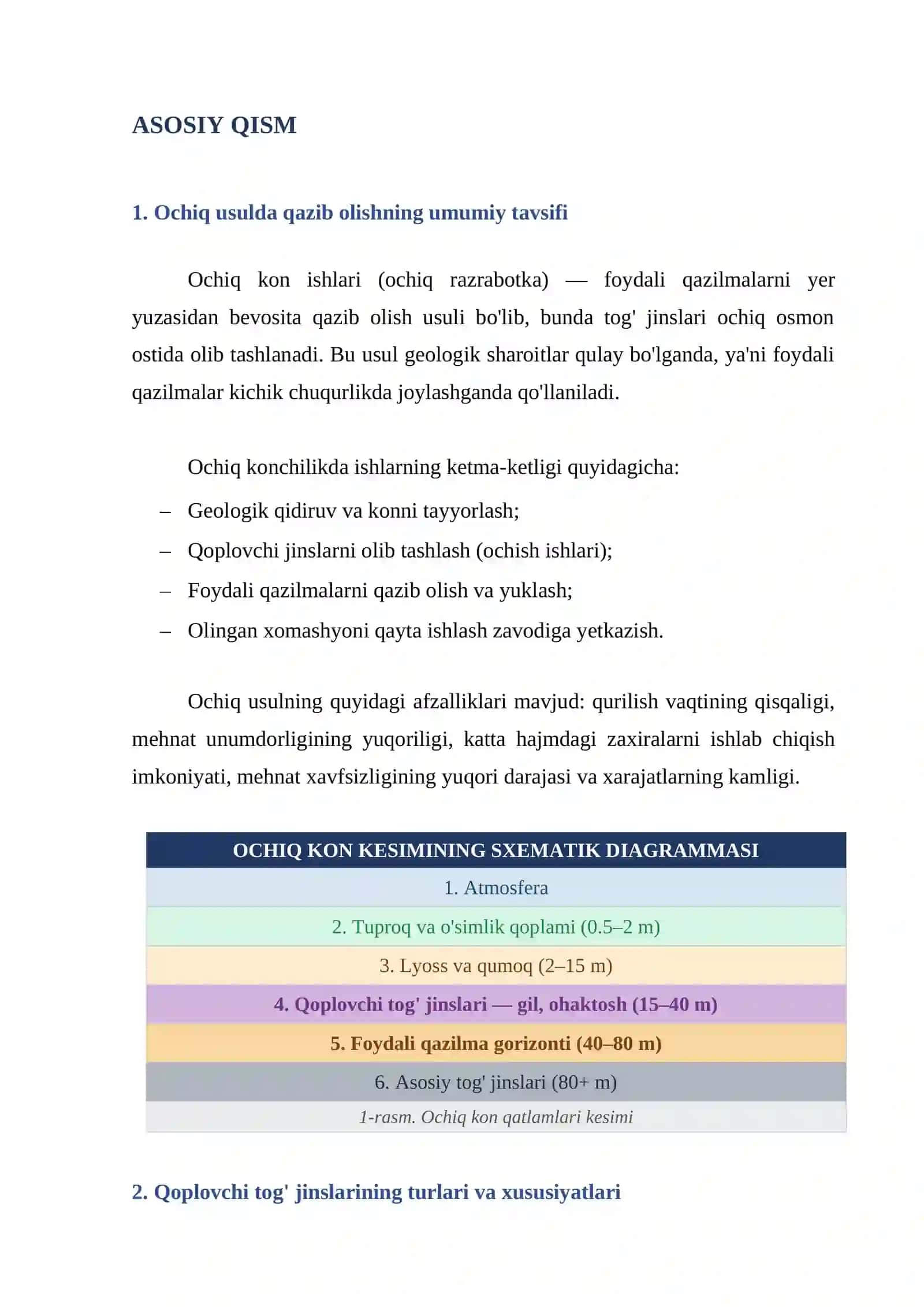 FOYDALI QAZILMALARNI OCHIQ USULDA QAZIB OLISHDA QOPLOVCHI TOG' JINSLARINI OCHISH ISHLARI 3