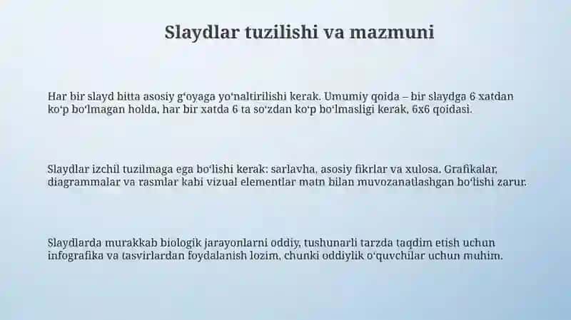 Biologiya darslarida foydalaniladigan slaydlar 3