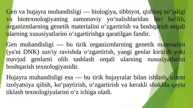 Genvahujayra muhandisligi”fanining ahamiyati va asosiy vazifalari 3