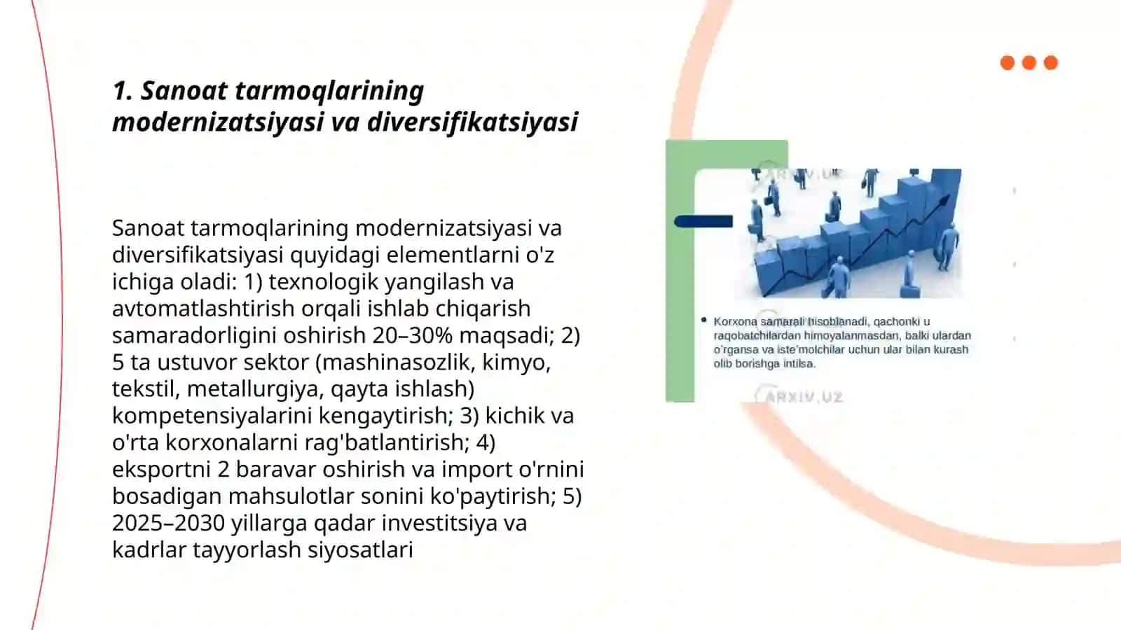 Sanoat tarmoqlarining modernizatsiyasi va diversifikatsiyasi 3