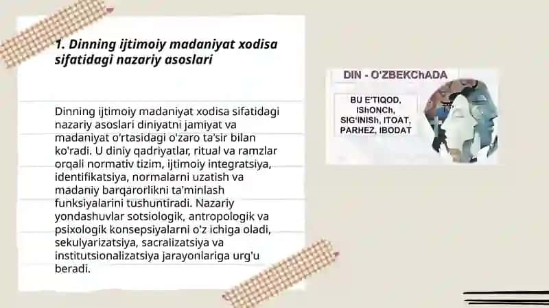 Dinning ijtimoiy madaniyat xodisa sifatidagi ahamiyati 3