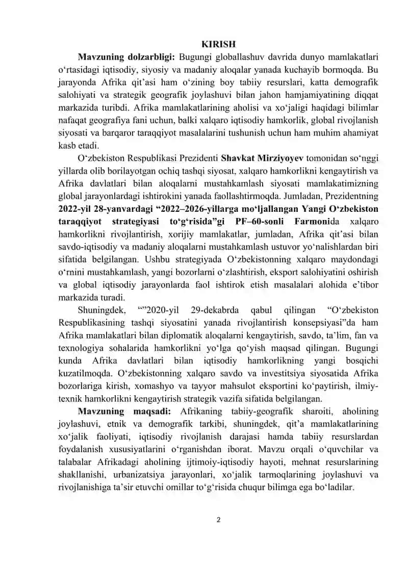 Afrika mamlakatlarining aholisi va xo‘jaligi 3