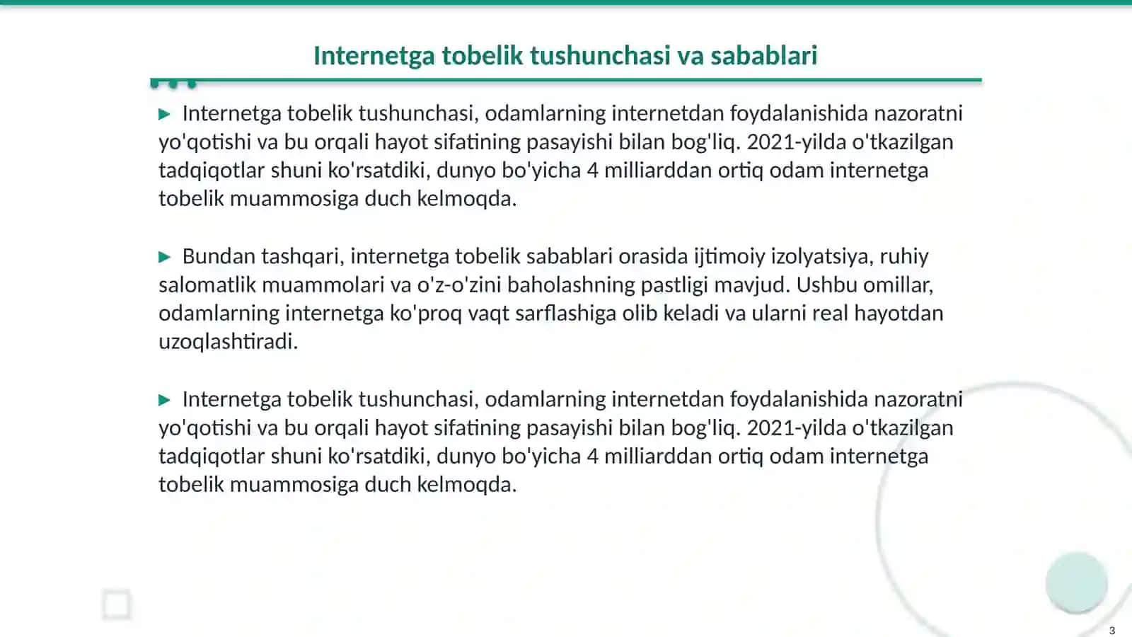 Internetga tobelik muommasi umumiy psixologiyadan 3