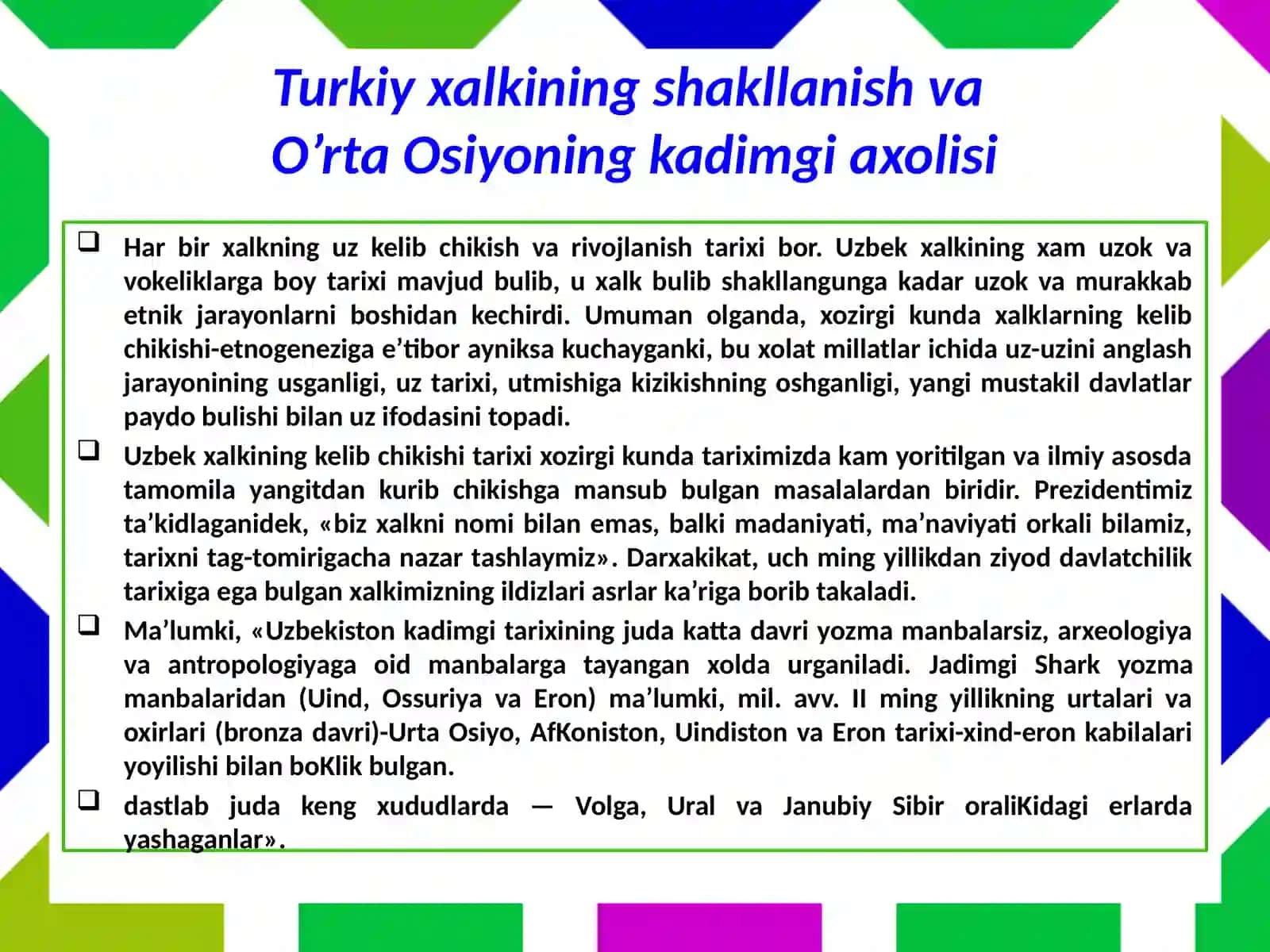 O’zbekiston tarixi fanidan MUSTAQIL ISHI 3