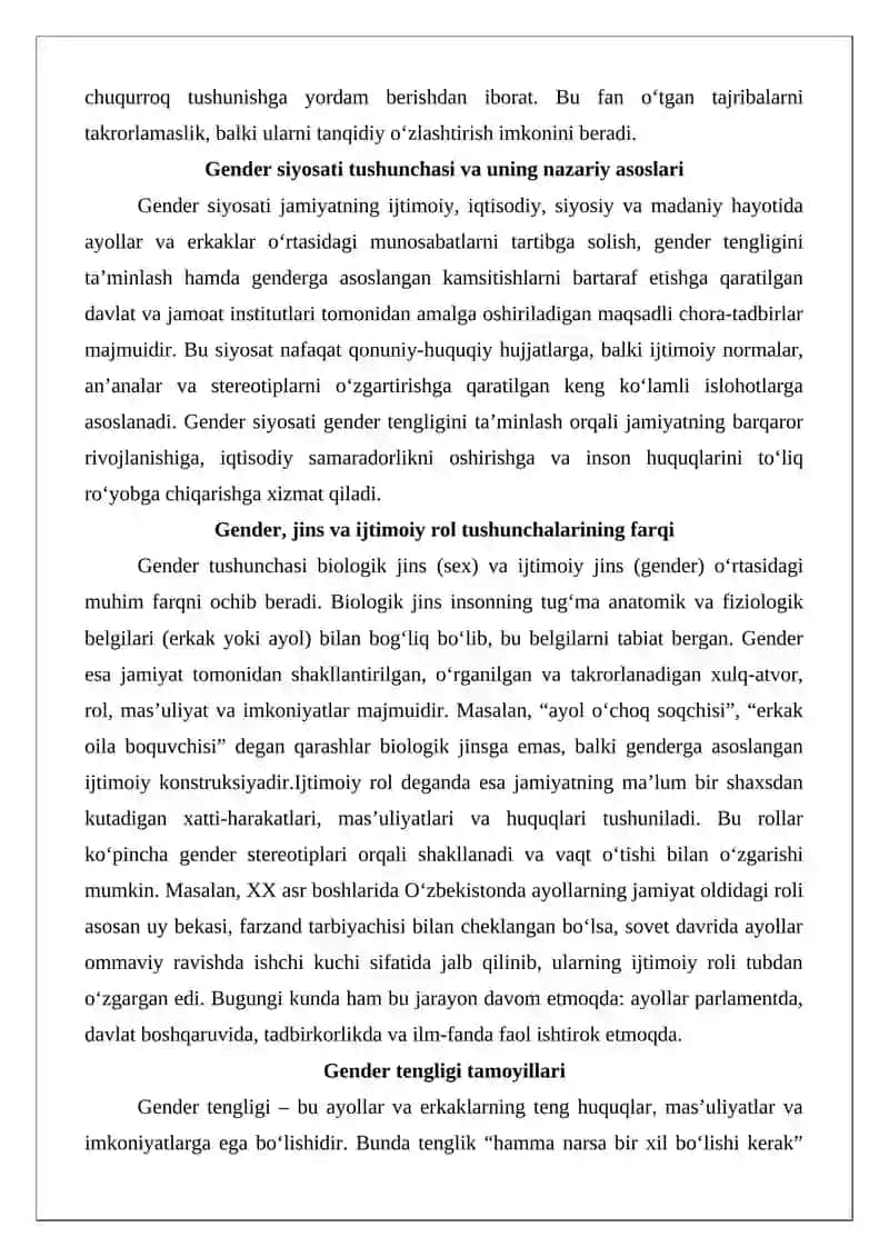 Gender siyosati tarixi fanining nazariy hamda ilmiy-metodologik asoslari 3