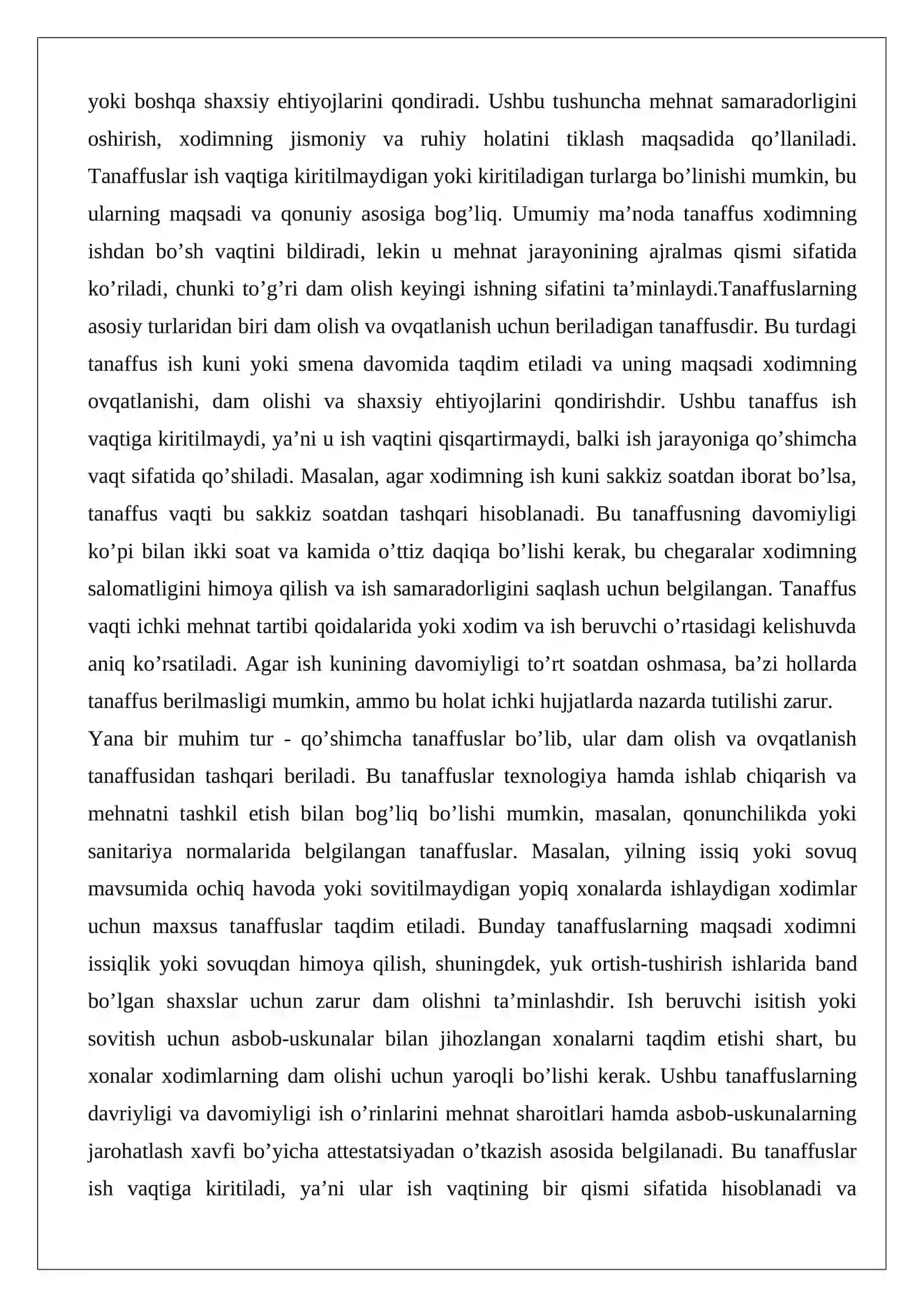 Ishdagi tanaffuslar. Dam olish kunlari va ishlanmaydigan bayram kunlari 3