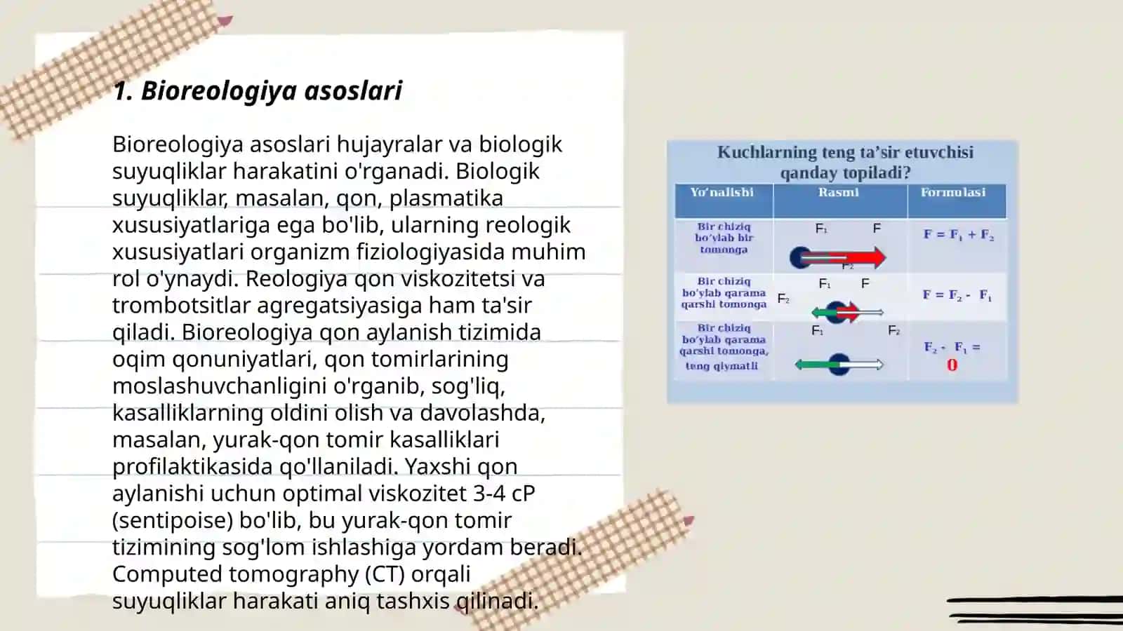 Reja: Bioreologiya asoslari 3