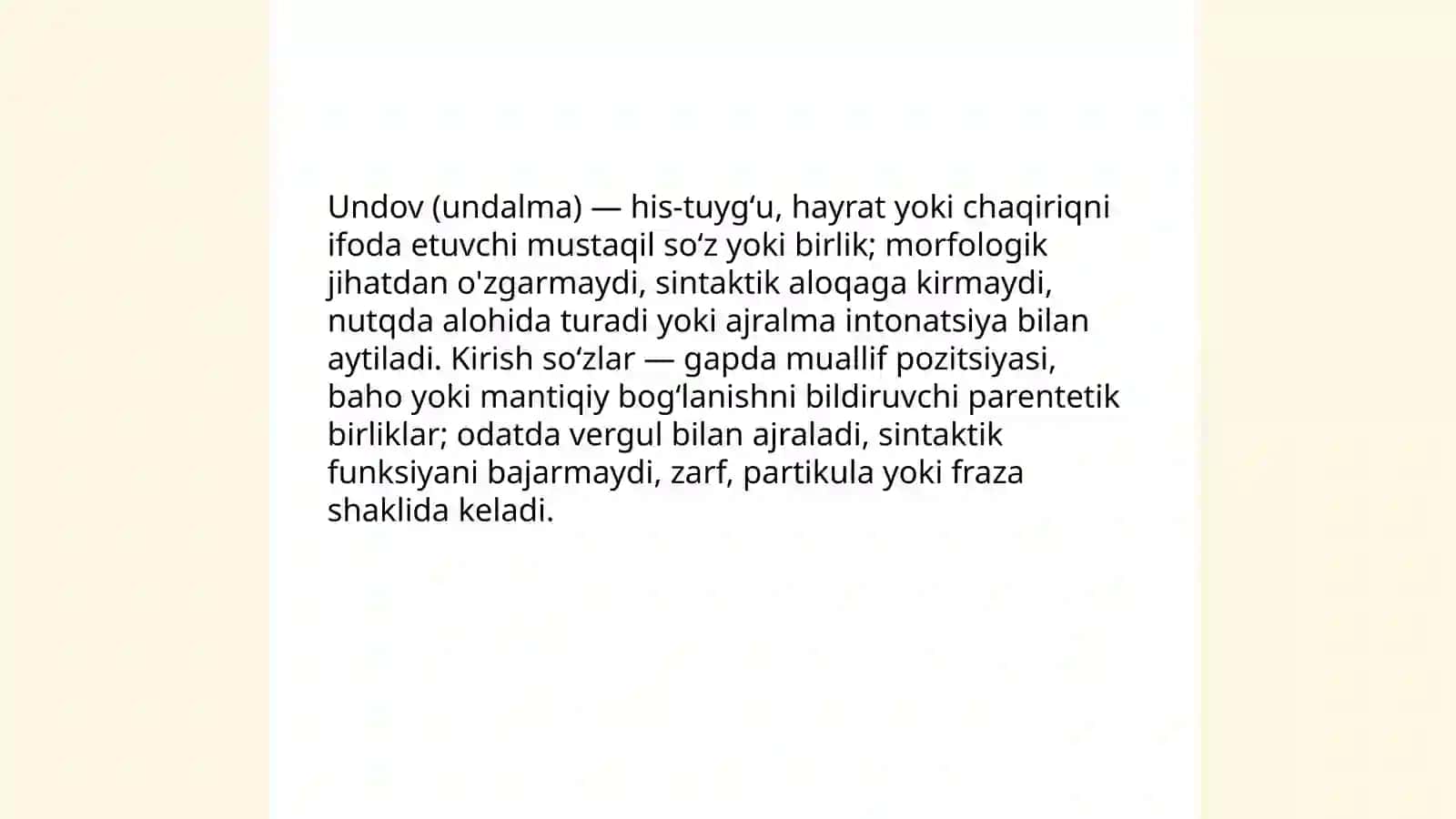 Undalma va kirish soʻzlar: taʼrif va grammatik xususiyatlar 3