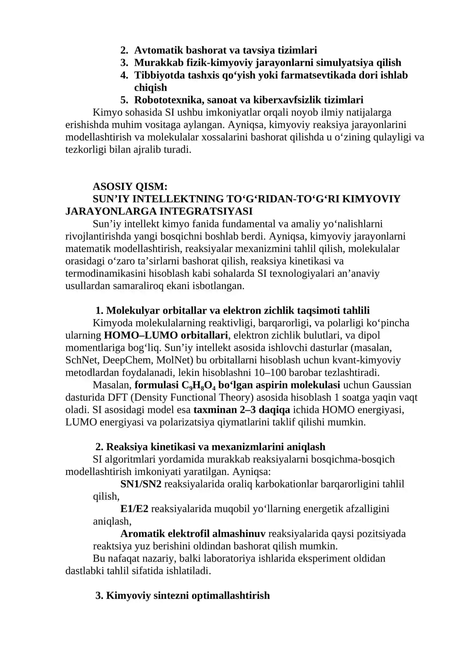 "Sun’iy intellekt va fanlararo tadqiqotlar: Kimyo bilan integratsiya" 3
