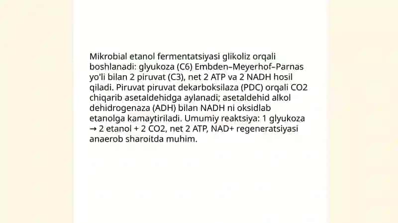 Mikrob produsentlar yordamida etanol olishning biokimyoviy asoslari 3