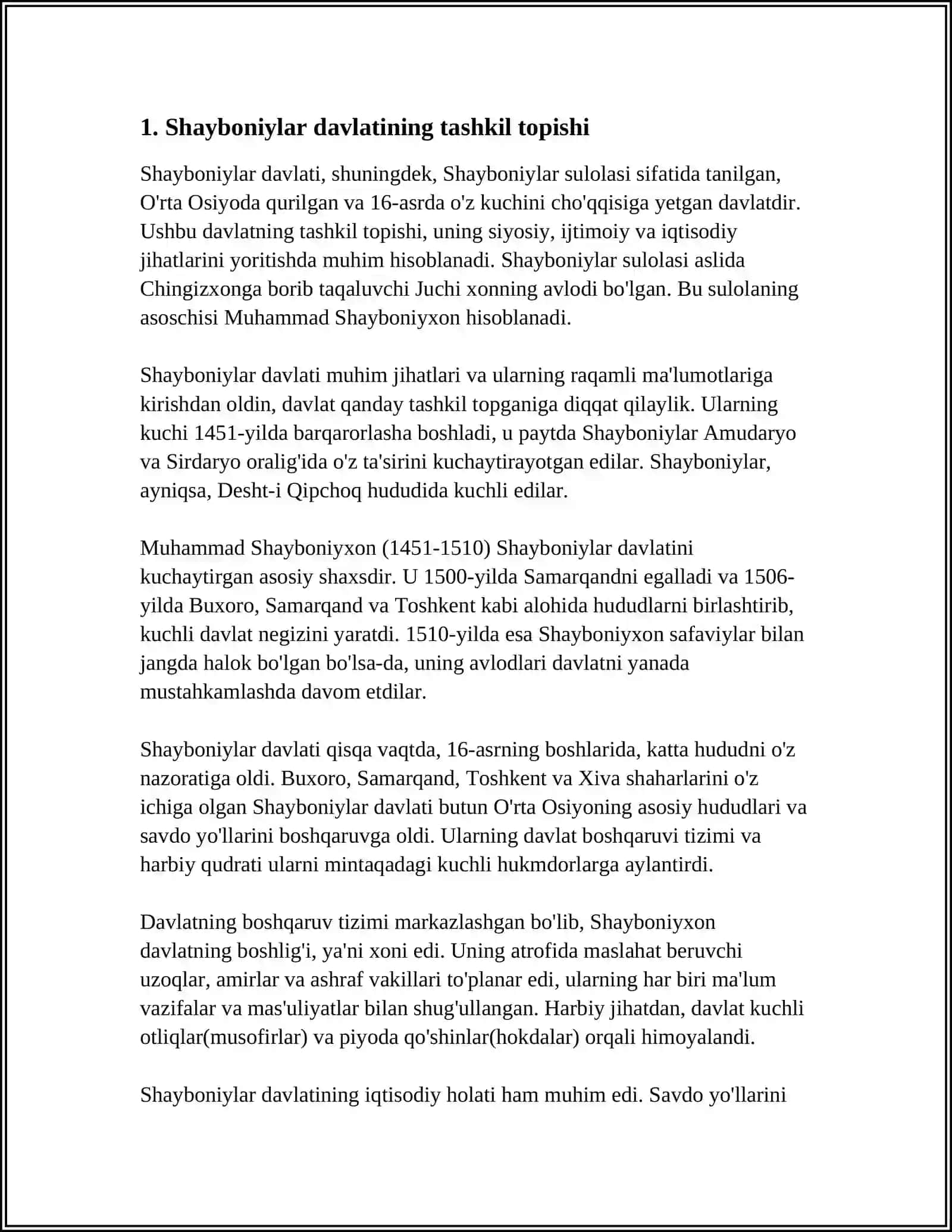 SHAYBONIYLAR VA ASHTARXONIYLAR Referat 3