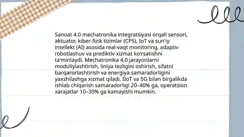Ishlab chiqarishni avtomatlashtirish mexatronikaning istiqbollari 3