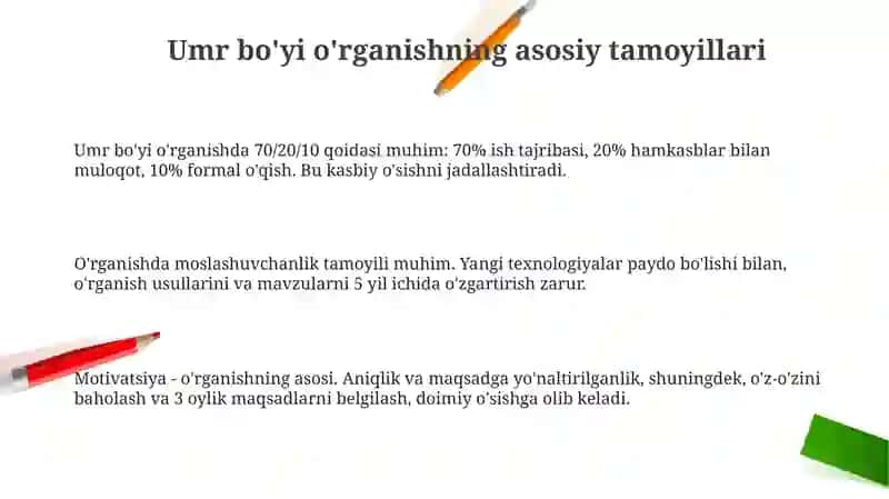 Umr bo'yi o'rganishning asosiy tamoyillari 3