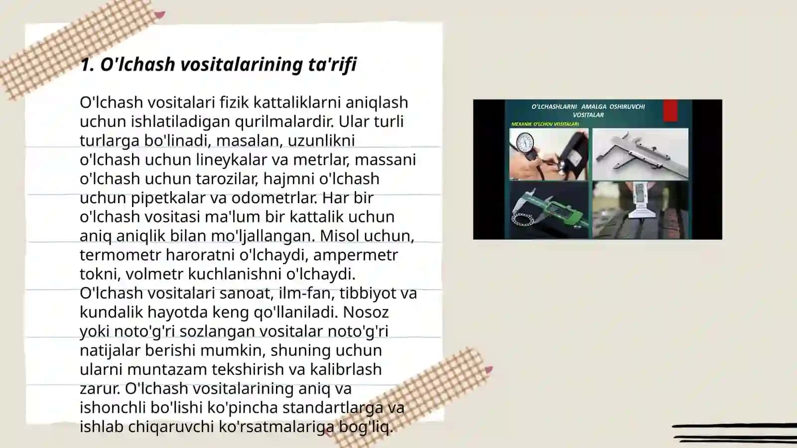 O'lchash vositalarining aniqlik sinfi 3