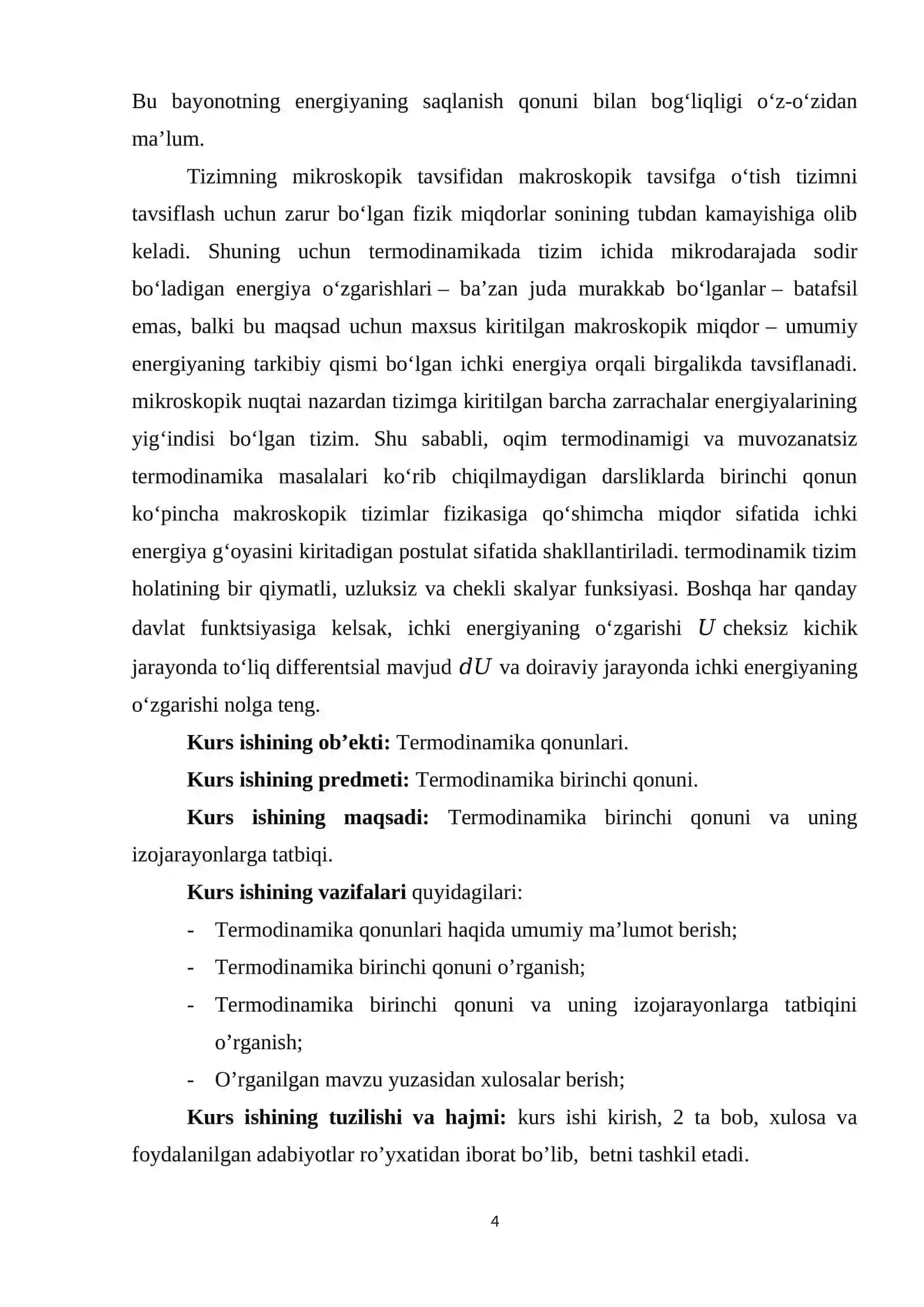 Termodinamikaning birinchi qonunini 3