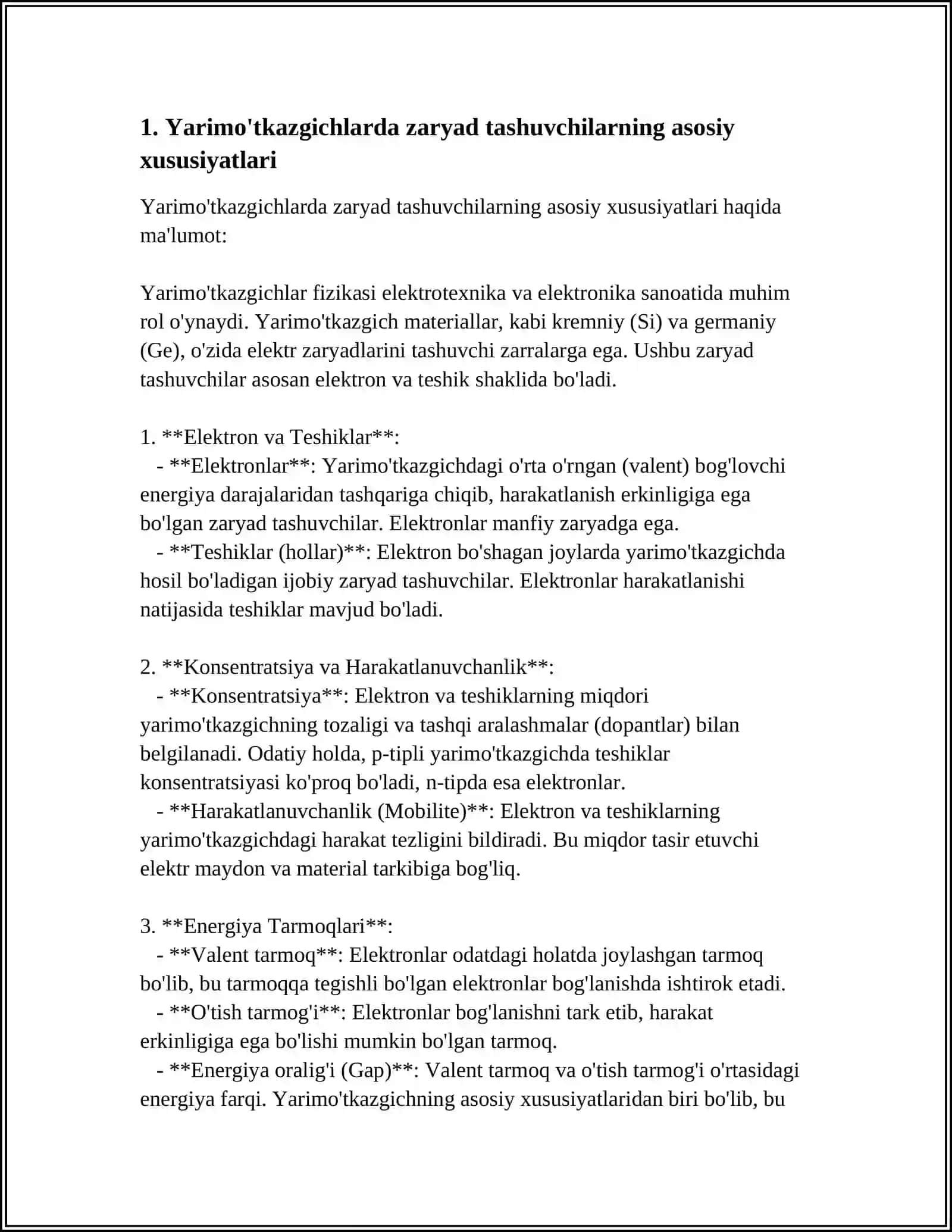 YARIMO'TKAZGICHLARDA MUVOZANATDAGI ZARYAD TASHUVCHILARNING FAZOVIY TAQSIMOTI 3
