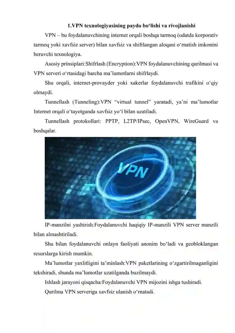 VPN TEXNOLOGIYASI ISHLASH PRINSIPI VA FOYDALANUVDAGI AHAMIYATI 3