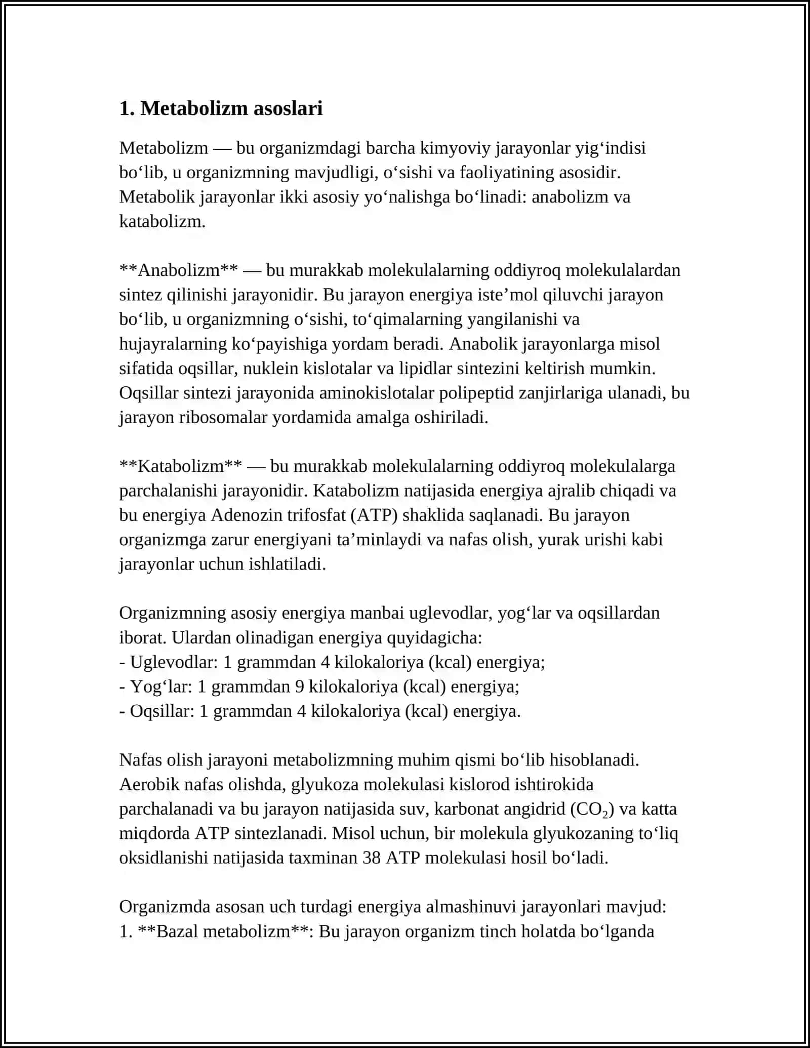 METOBALIZM JARAYONIDA ENERGIYA HOSIL BOLISHI VA SARFLANISHI 3