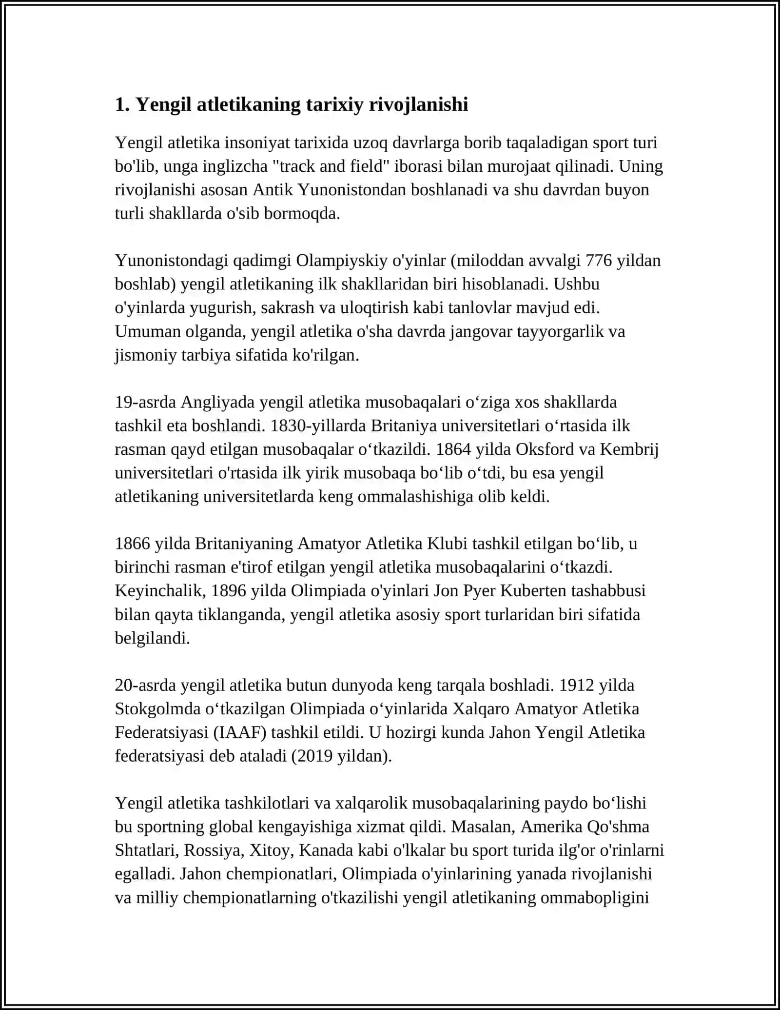 YENGIL ATLETIKA ULOQTIRISHLAR, UZUNLIKKA SAKRASH, UZOQ MASOFAGA YUGURISH 3