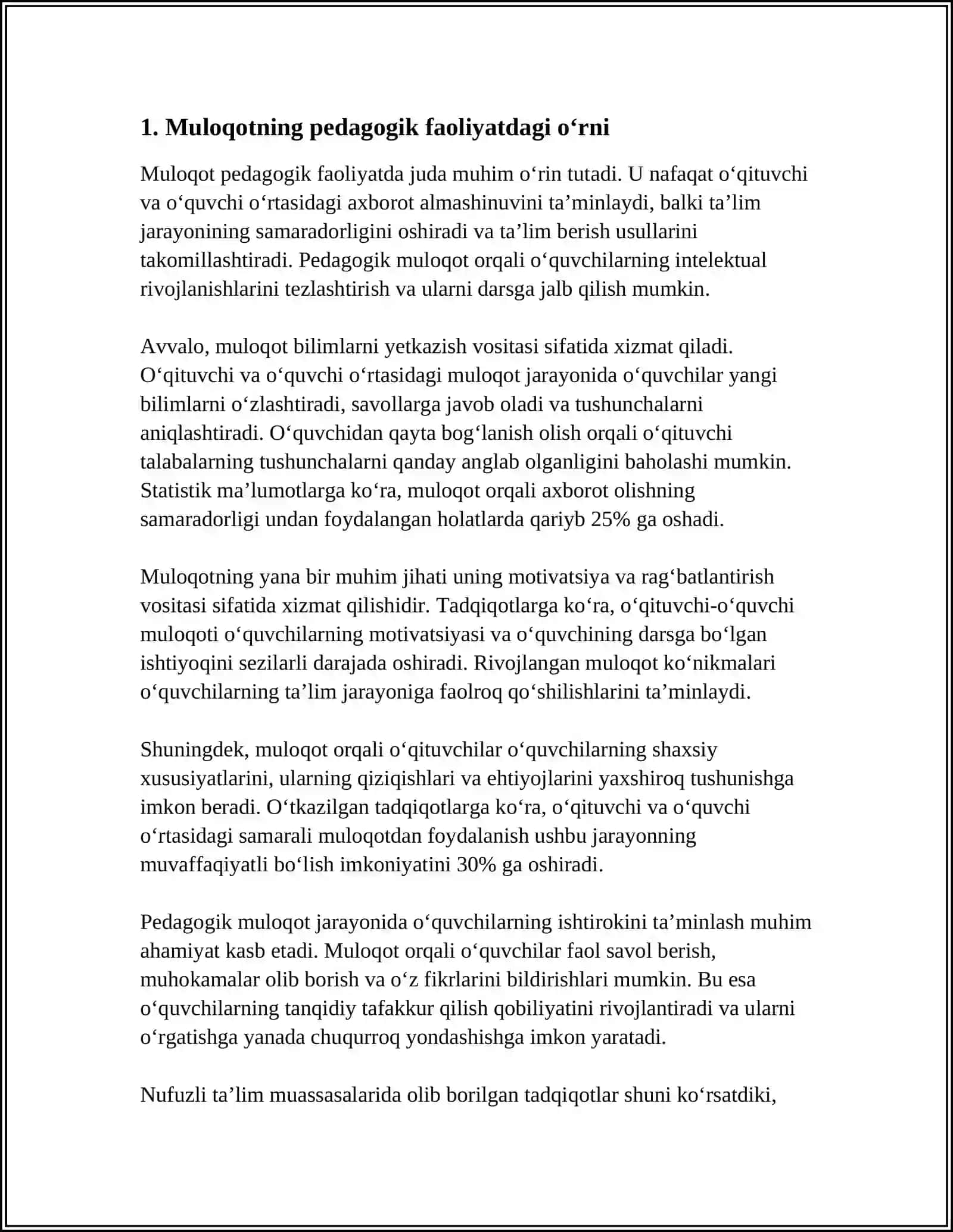 UMUMIY PSIXOLOGIYA FANIDAN "PEDAGOGIK FAOLIYATDA MULOQOT" 3