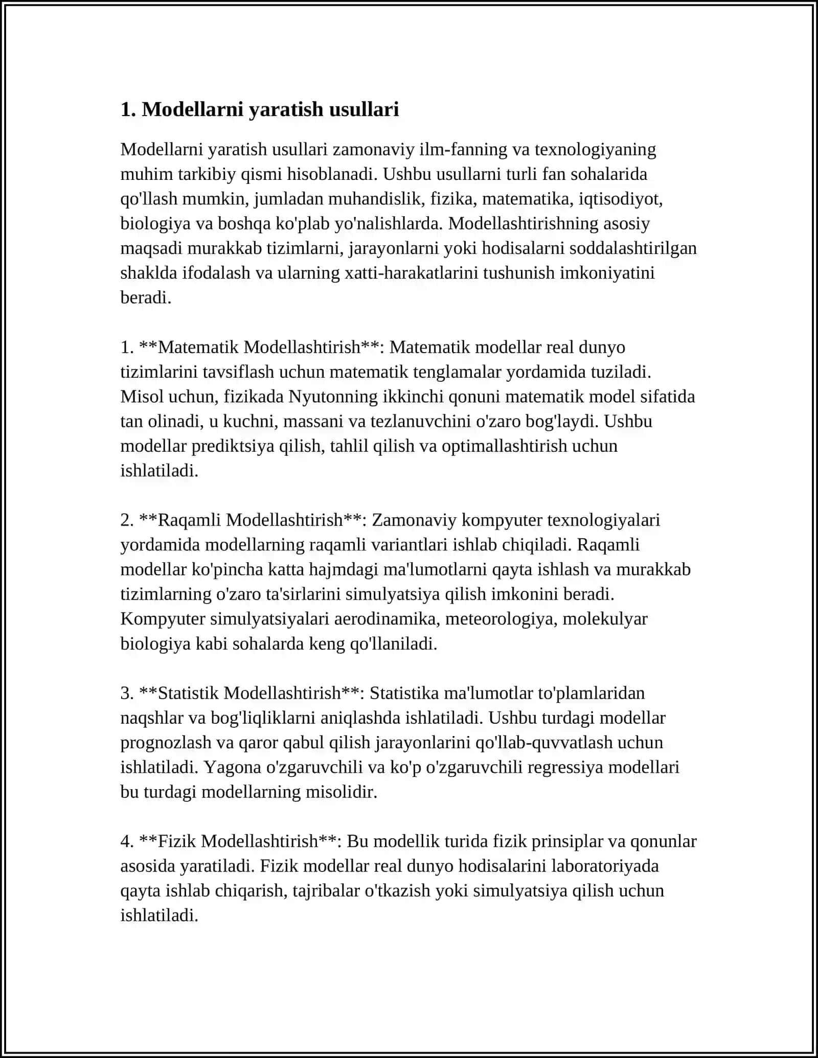 MODELLARNI TUZIW USULLARI 3