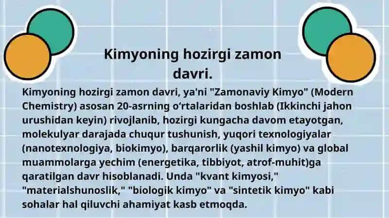 Kimyoning hozirgi zamon davri.Kvany kimyosi 3