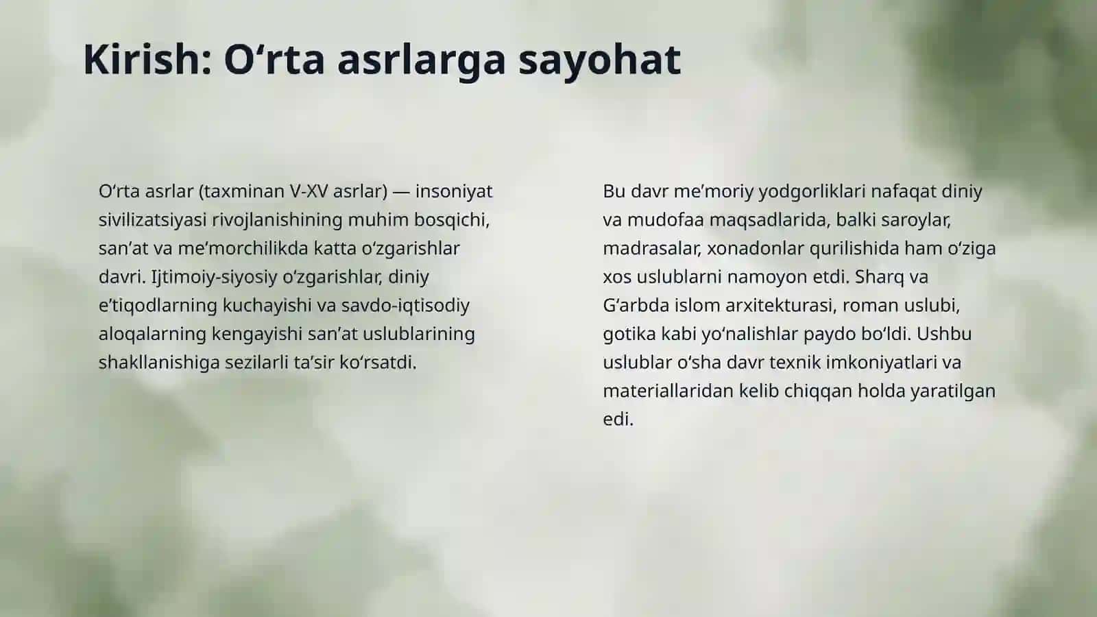 Órta asrlar san'ati va me'morchiligi 3