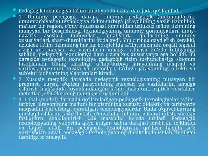Pedagogik texnologiyalar haqida umumiy tushuncha 3