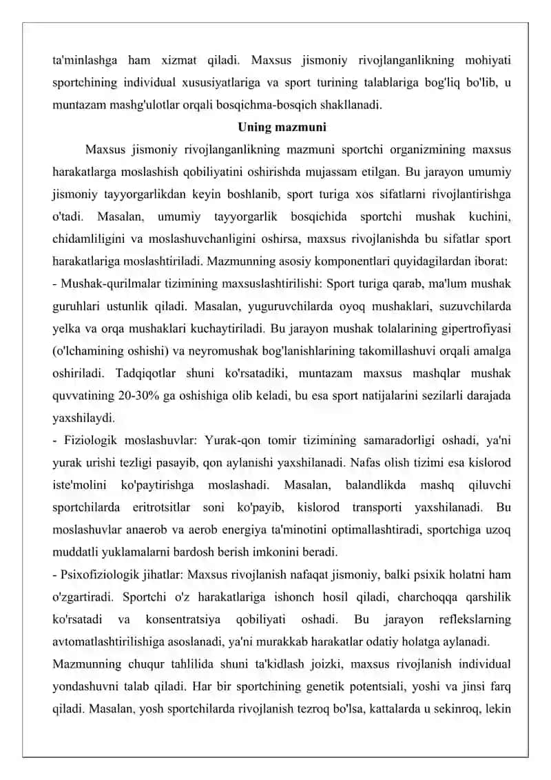 Maxsus jismoniy rivojlanganlik, shug'ullanganlik, jismoniy kamolot, jismoniy yetuklik, jismoniy madaniyat, jismoniy tarbiya, jismoniy bilim, jismoniy rivojlanganlik tushunchalari 3