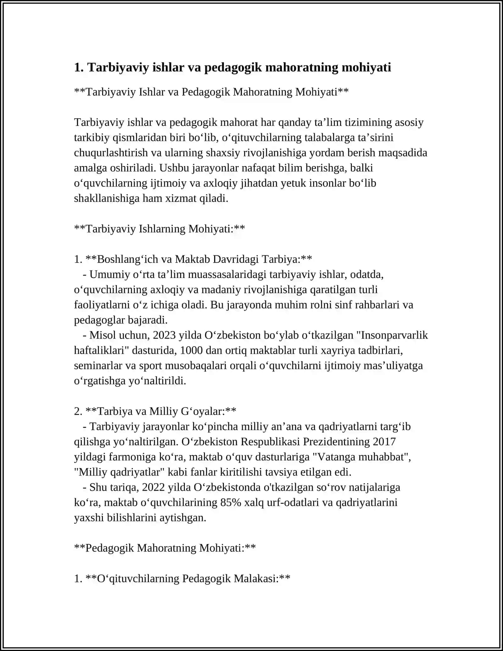 TARBIYAVIY ISHLARNI AMALIYOTDA TATBIQ ETISHDA PEDAGOGIK MAHORAT VA UNING ASOSIY TAMOYILLARI KURS ISHIGA 3