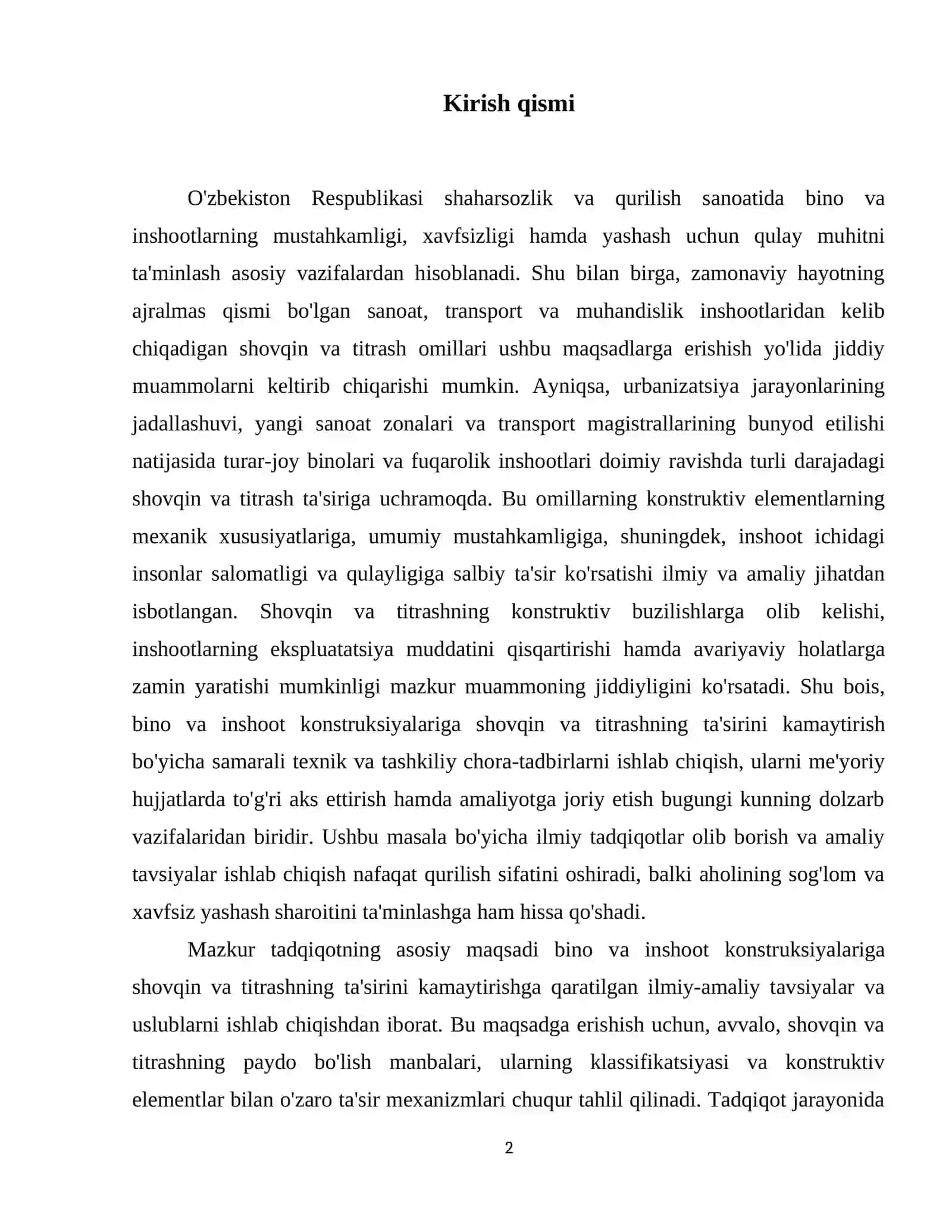 Bino va inshoot konstruksiyalariga shovqin va titrashning ta'siriga qarshi chora tadbirlar, ularning me'yoriy xujjatlarda aks etilishi 3