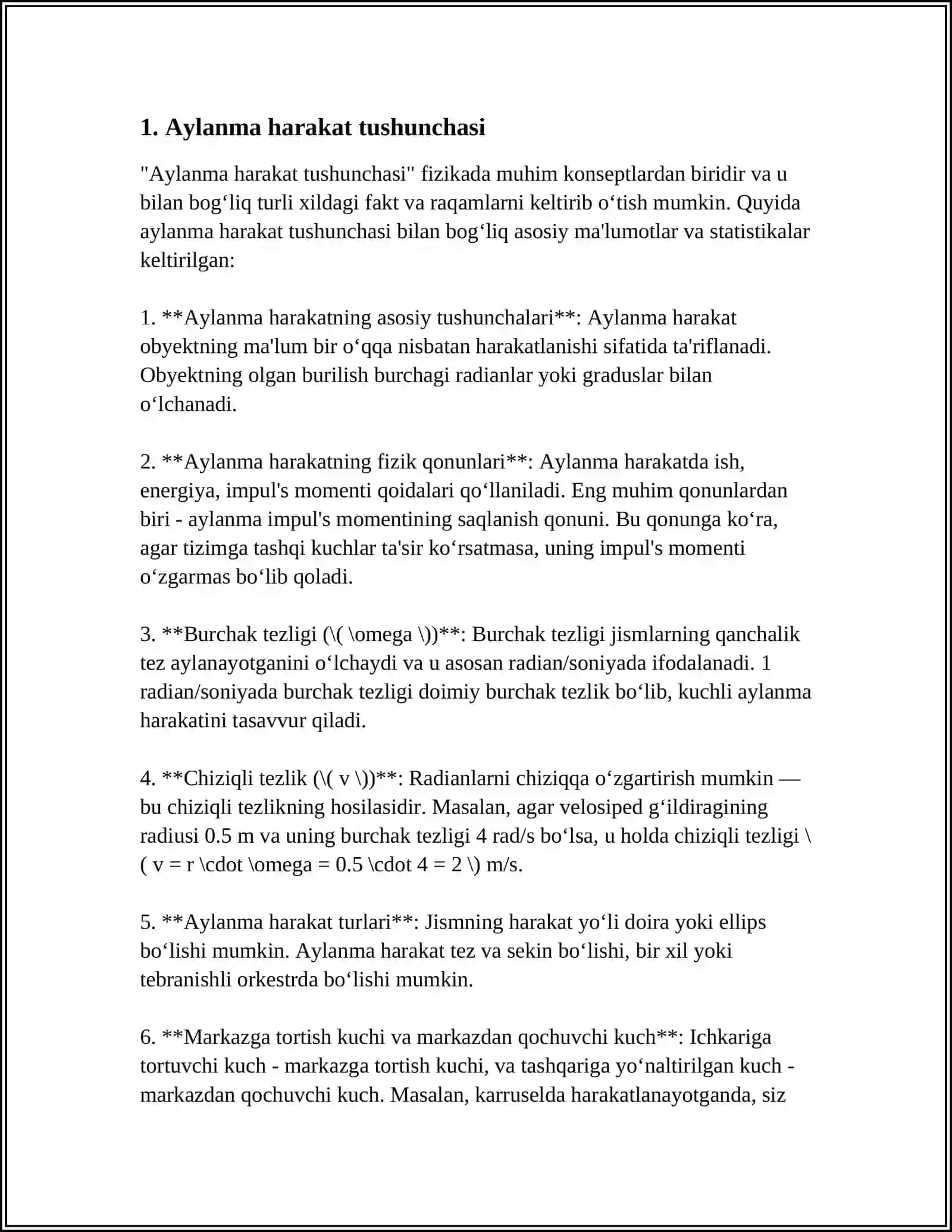 Aylanma harakat tushunchasi 3