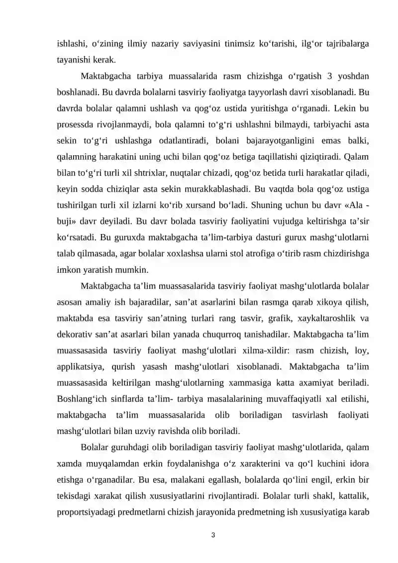Tasviriy faoliyat mashg'ulotlari 3