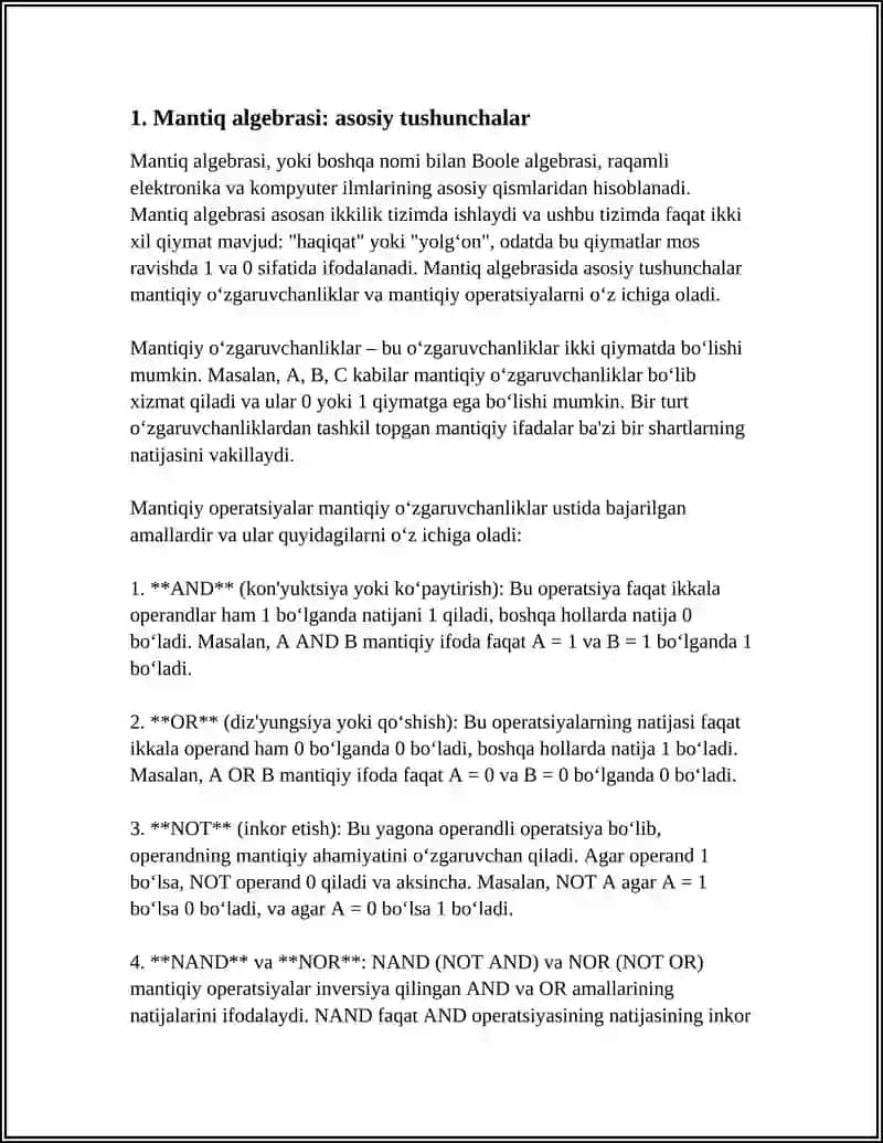 Mantiq algebrasi: asosiy tushunchalar 3