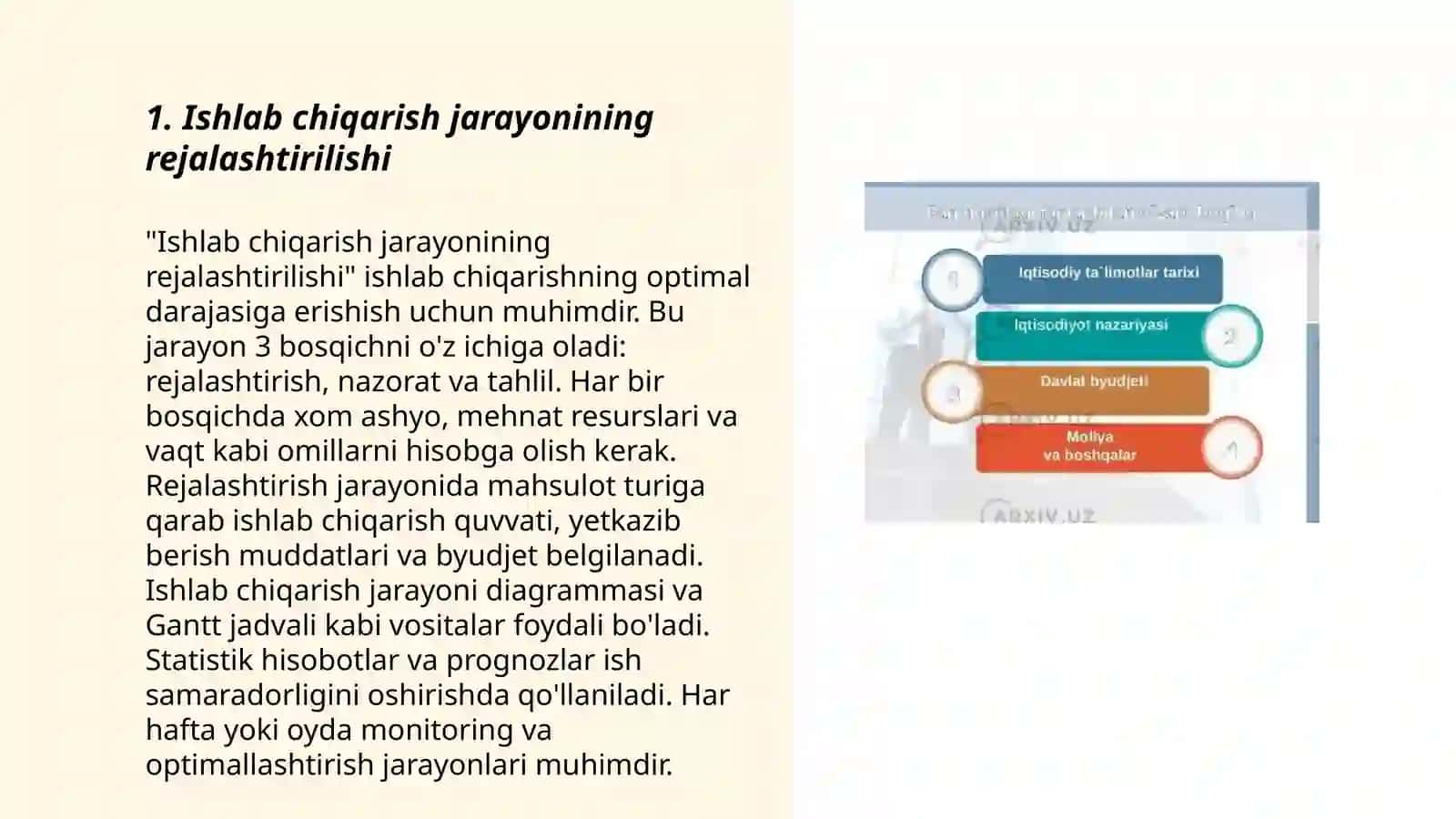 Ishlab chiqarish jarayonining hisobi 3