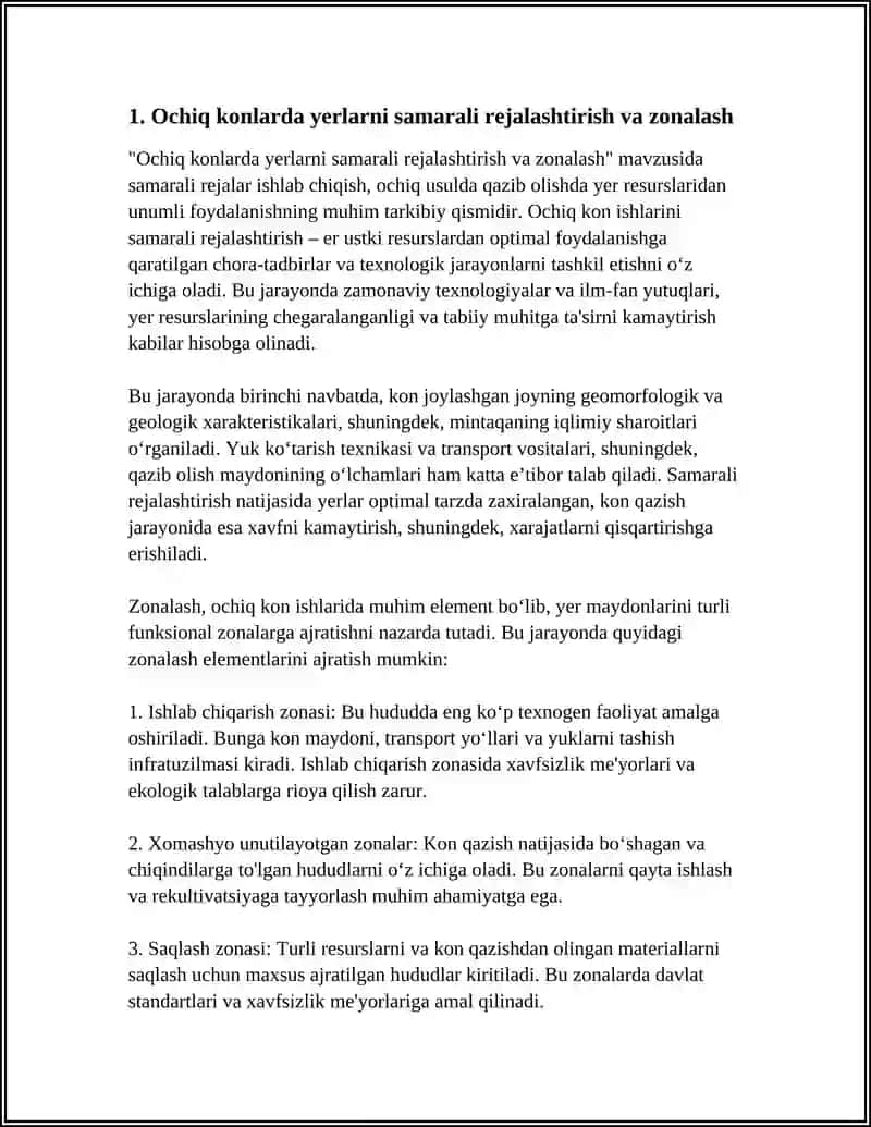 KONLARNI OCHIQ USULDA QAZIB OLISHDA YERLARDAN UNUMLI FOYDALANISH 3