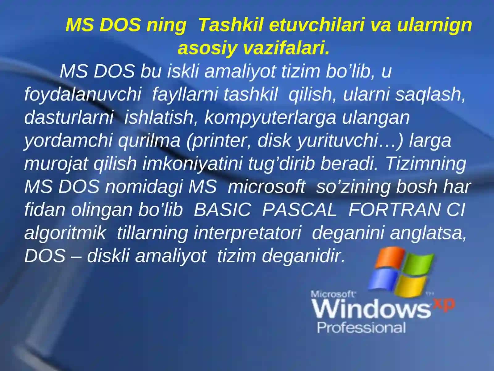 MS DOS haqida tushuncha 3