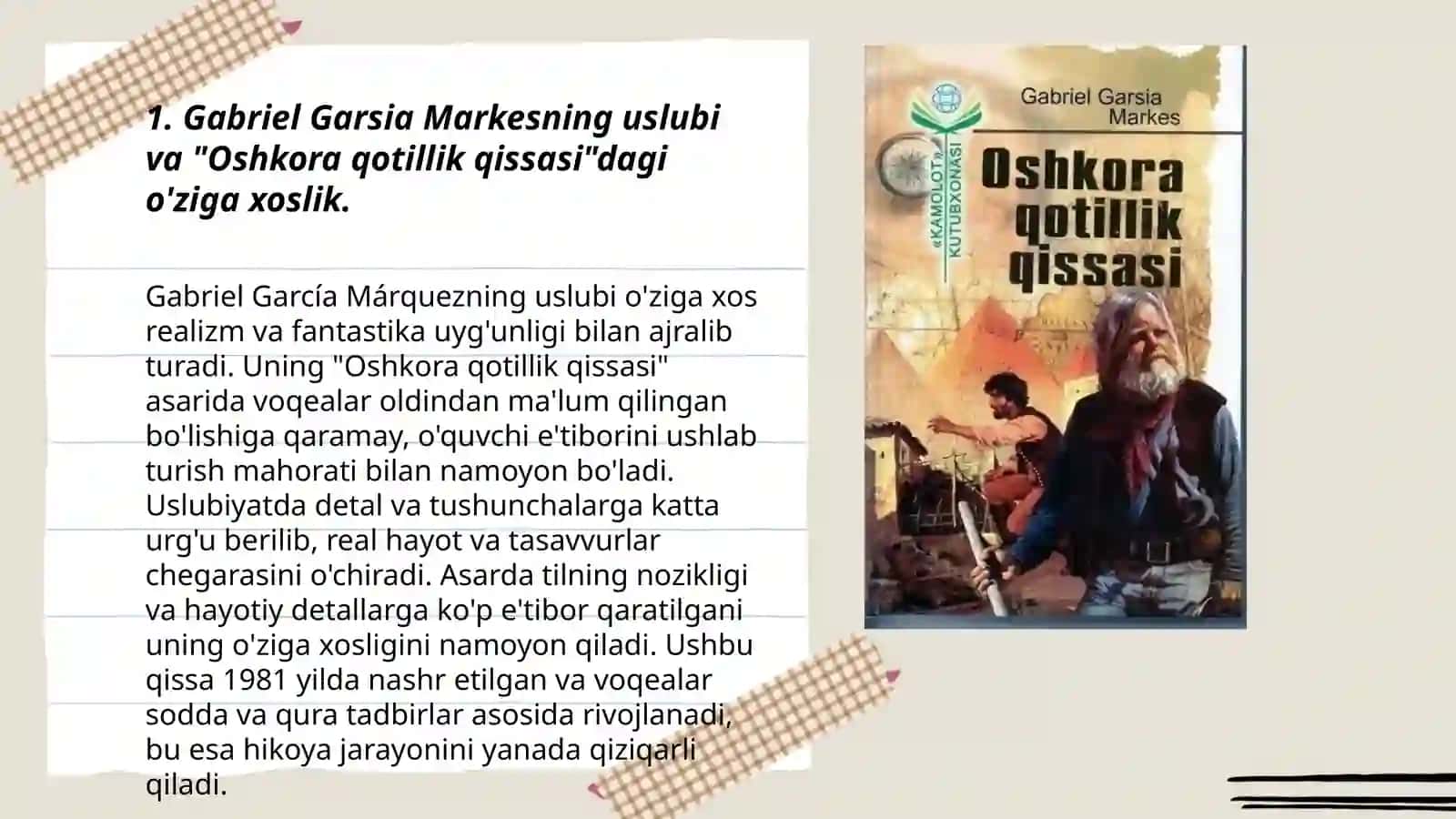 Gabriel Garsia Markesning "Oshkora qotillik qissasi" 3