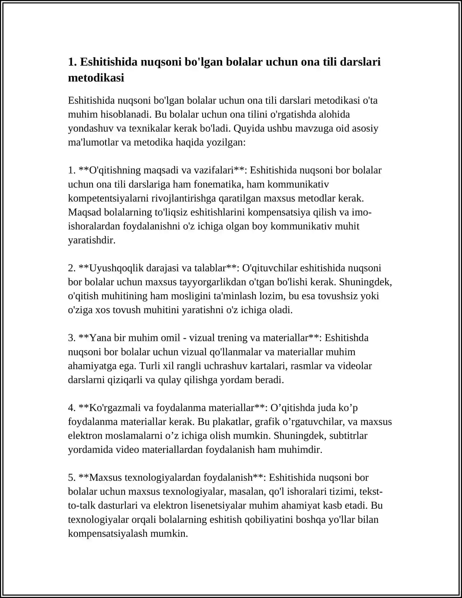 ESHITISHDA NUQSONI BOʻLGAN BOLALAR MAKTABIDA ONA TILI DARSLARIDA XATOLAR USTIDA ISHLASH TEXNOLOGIYASI 3