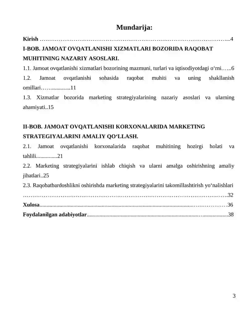 Jamoat ovqatlanishi xizmatlari bozorida raqobat muhiti va marketing strategiyalarining ahamiyati 3