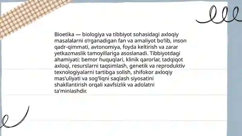 Tibbiyotda bioetika masalalari 3