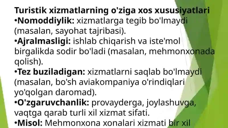 Turistik xizmatlar bozorining xususiyatlari 3